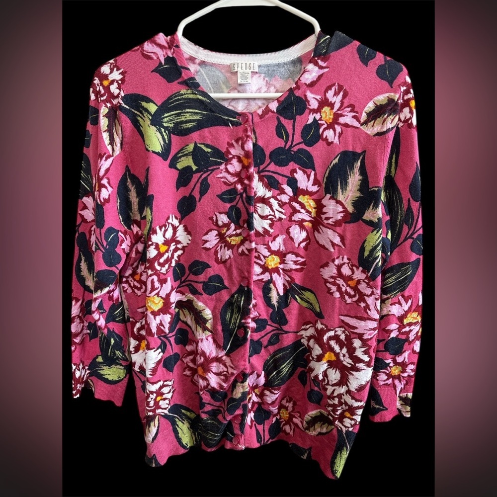Spense Pink Floral Cardigan size XL